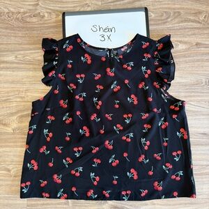 Shein Black Cherry Print Women's Top 3X